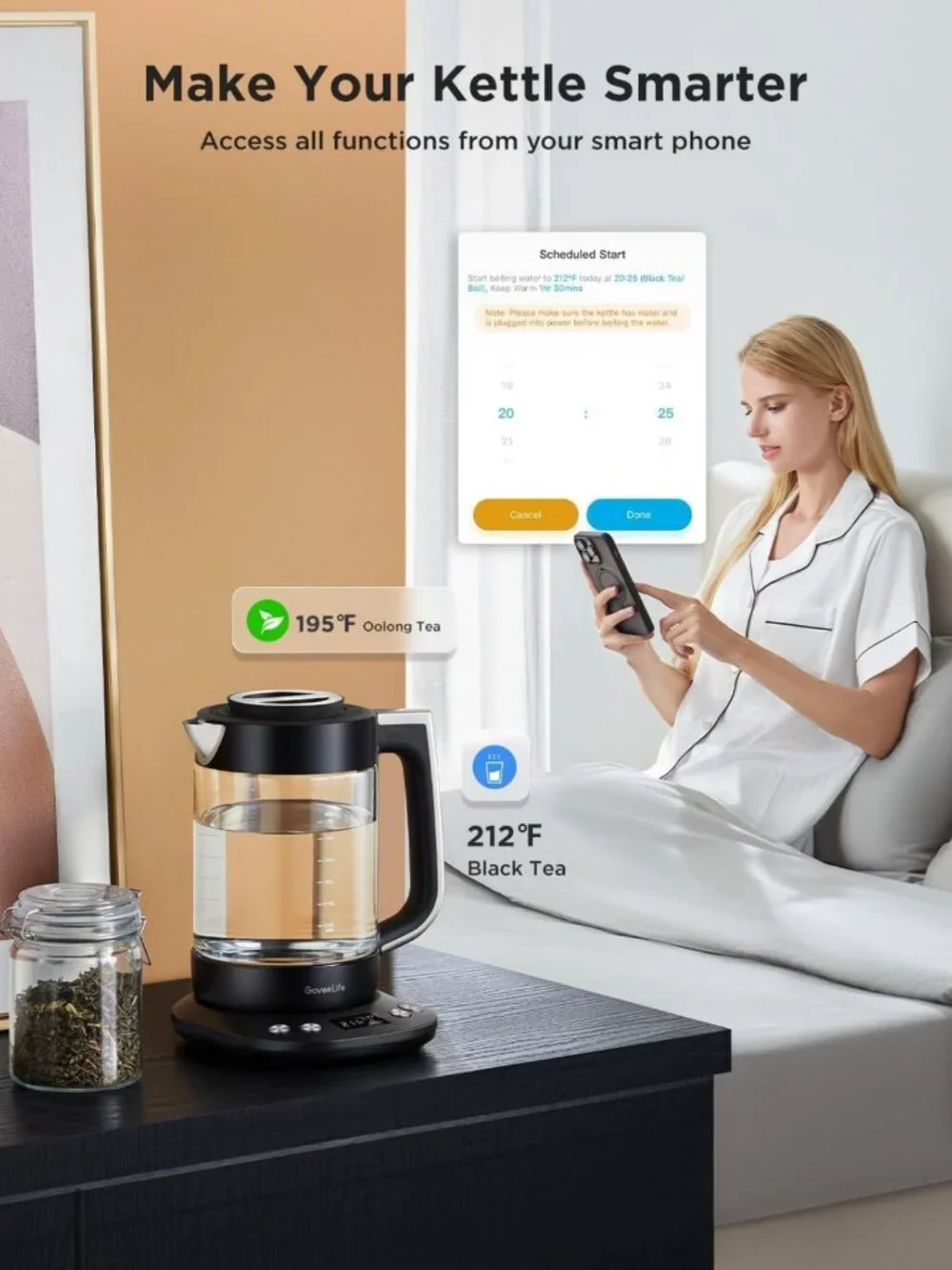 Smart Electric Kettle with Tea Infuser, 1.7L Capacity, Perfect for Loose Leaf